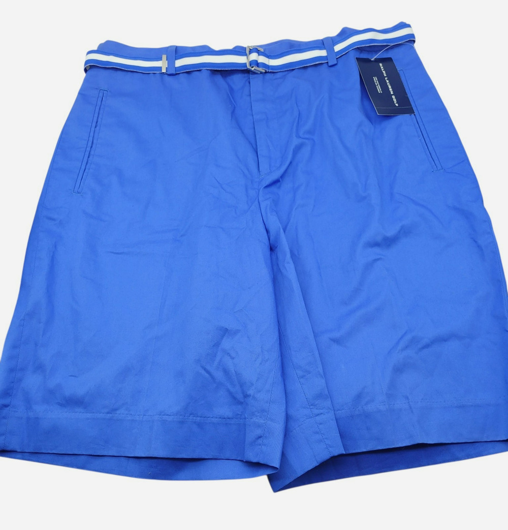 NWT Ralph Lauren Golf Women Shorts Bermuda Blue W/Belt Preppy Classic Size 10